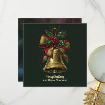 Elegante Gold Weihnachtsglocke mit festlicher Bow 