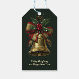 Elegante Gold Weihnachtsglocke mit festlicher Bow  Geschenkanhänger