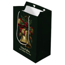 Elegante Gold Weihnachtsglocke mit festlicher Bow 