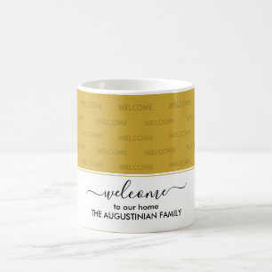 Elegante Gold WELCOME FÜR UNSEREN ZUHAUSE Gast Kaffeetasse