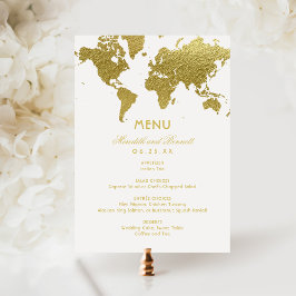 Elegante Gold Weltkarte Custom Wedding Menükarte