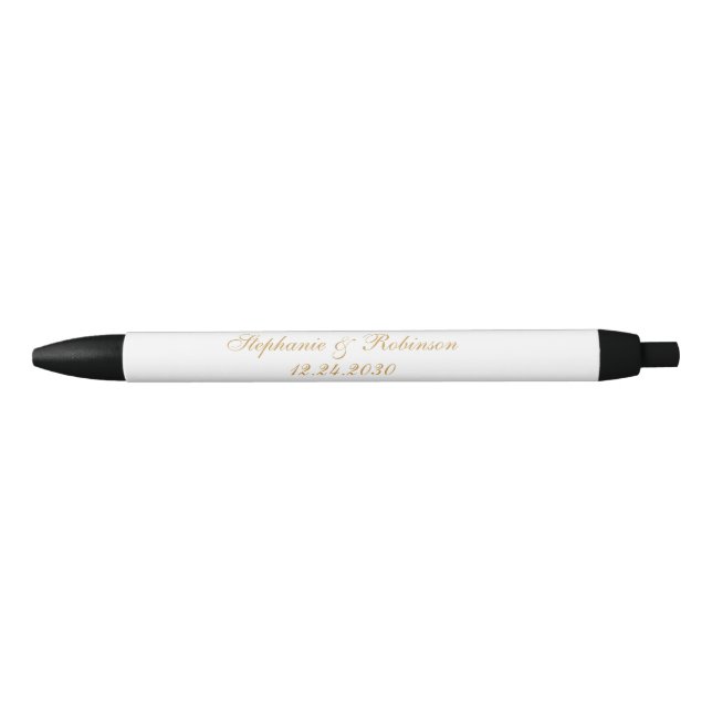 Elegante Gold White Black Wedding Kugelschreiber (Vorderseite)