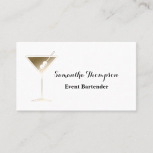 Elegante Gold White Event Barkeeper Business Card Visitenkarte