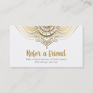 Elegante Gold & White Lace Beweiskarte Empfehlungskarte