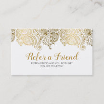 Elegante Gold & White Paisley Lace Beweiskarte