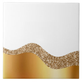 Elegante Gold White Wave  Fliese