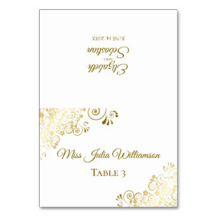 Elegante Gold & White Wedding DIY Fold Platzkarte Tischnummer