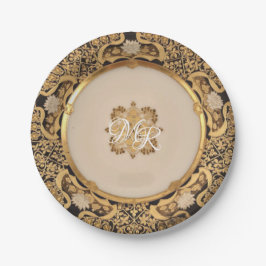 Elegante Gold Wiener Hochzeitszettel Pappteller
