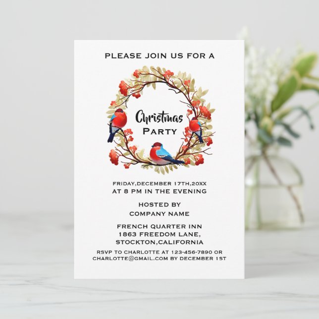 Elegante Gold Wreath Corporate Christmas Party Inv Einladung (Stehend Vorderseite)