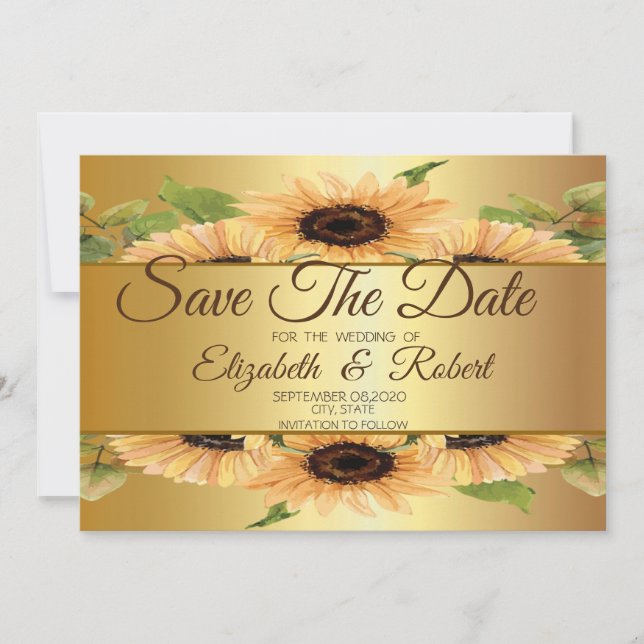 Elegante Goldblumen Save the Date (Vorderseite)