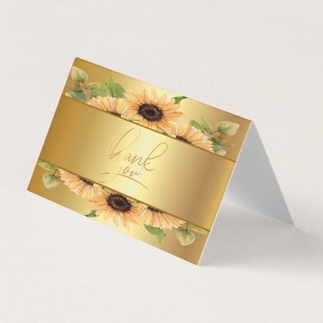Elegante GoldblumenDankeschön-Karte Visitenkarten (Vorderseite)