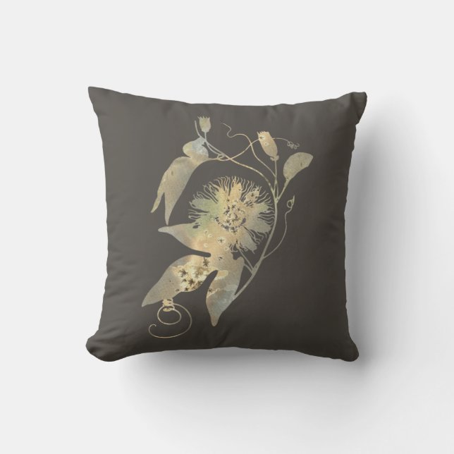 Elegante goldbraune Blume Kissen (Vorderseite)