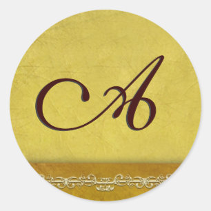 Elegante goldbraune Monogramm-Umschlag Aufkleber