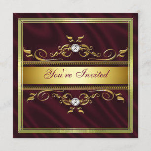 Elegante Goldburgunderseide-/-satin-Party Einladung