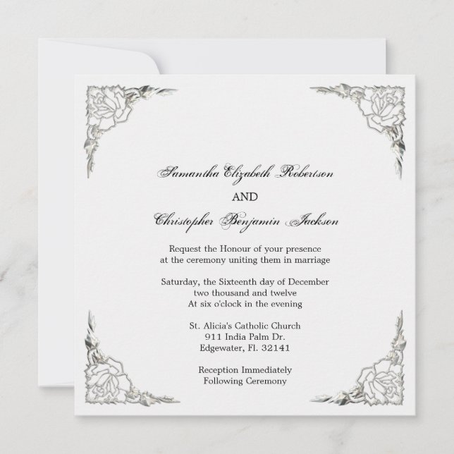 Elegante Golden Accent Silver Wedding Einladung (Vorderseite)
