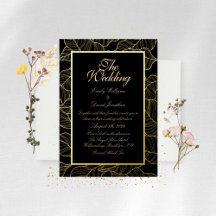 Elegante Golden Blätter Black