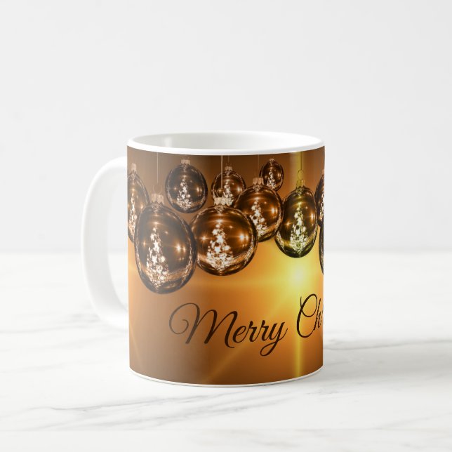 Elegante Golden Brown Weihnachtsschmuck Kaffeetasse (Vorderseite Links)