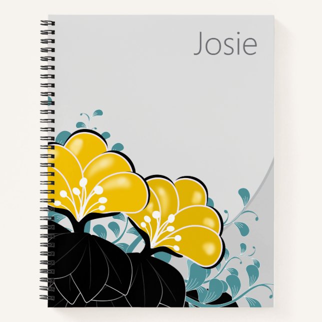 Elegante Golden Camellias Name Notizbuch (Vorderseite)