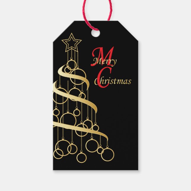 Elegante Golden Christmas Geschenkanhänger (Vorderseite)