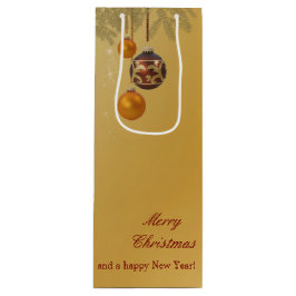 Elegante Golden Christmas Geschenktüte Für Weinflaschen