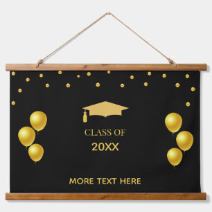Elegante Golden Class des Abschlusses auf Schwarz Wandteppich Mit Holzrahmen