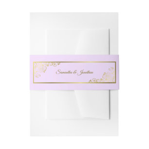 Elegante Golden Curls & Wirbel Lila Hochzeit Einladungsbanderole