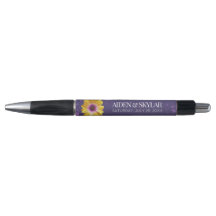 Elegante Golden Daisy mit Lila Glitzer Hochzeit