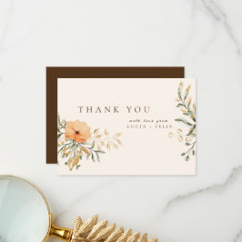 Elegante Golden Fall Blume Hochzeit Dankeschön Kar Dankeskarte