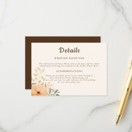 Elegante Golden Fall Blume Hochzeit Detail Begleitkarte