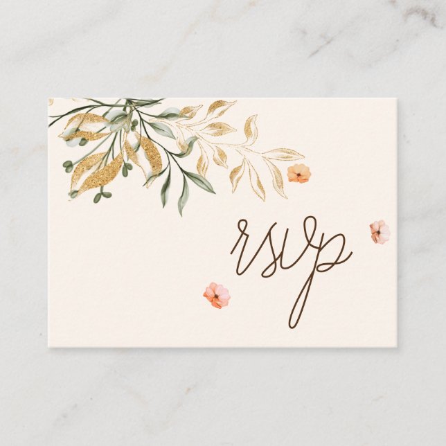 Elegante Golden Fall-Blume Hochzeitsstipendium QR  Begleitkarte (Vorderseite)