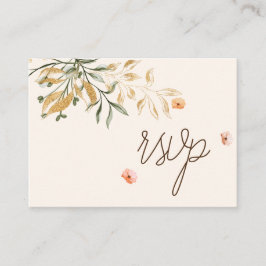 Elegante Golden Fall-Blume Hochzeitsstipendium QR  Begleitkarte