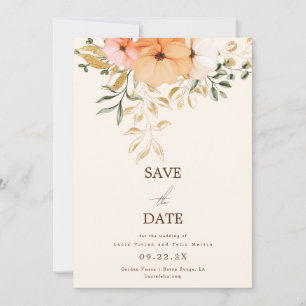 Elegante Golden Fall Blume Save the Date Einladung