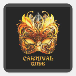 Elegante Golden Feathers Venezianisch Mask Quadratischer Aufkleber