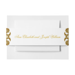 Elegante Golden Floral Wedding Wraparound Einladungsbanderole