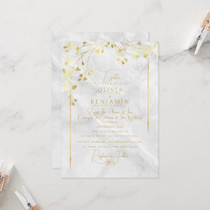 Elegante Golden Florales Rahmen Hochzeit Einladung