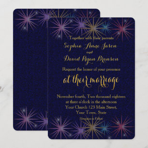 Elegante Golden Foil Blauer Glitzer Einladung Hoch