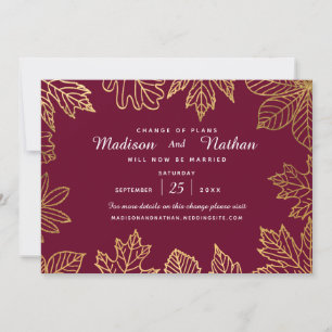 Elegante Golden Foil Herbst Blätter ändern das Dat Save The Date