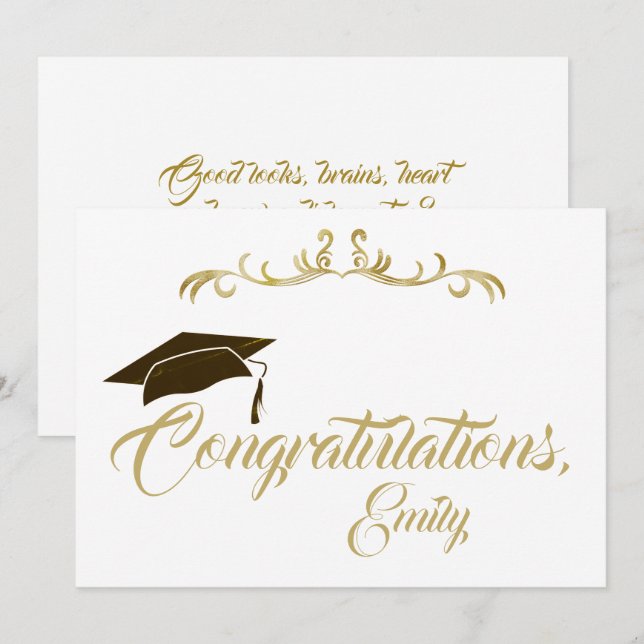 Elegante Golden Gratulationen Graduate Abschluss Karte (Vorne/Hinten)