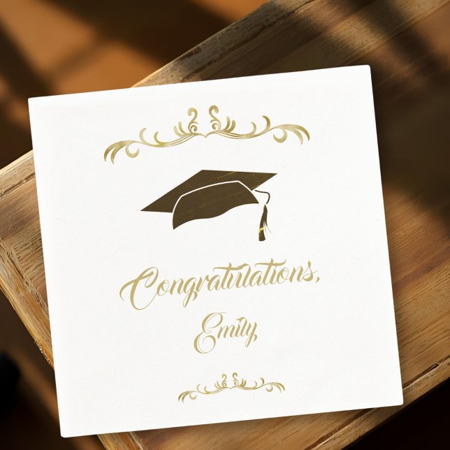 Elegante Golden Gratulationen Graduate Abschluss Serviette (Von Creator hochgeladen)
