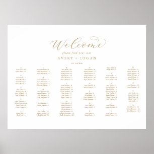 Elegante Golden Horizontal Alphabetische Sitzplätz Poster