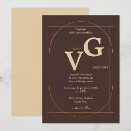 Elegante Golden Lines Moderne Luxuriöse Hochzeit Einladung