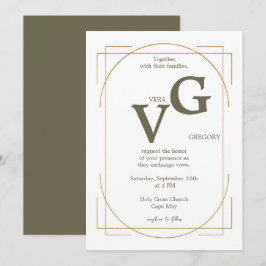 Elegante Golden Lines Moderne Luxuriöse Hochzeit Einladung