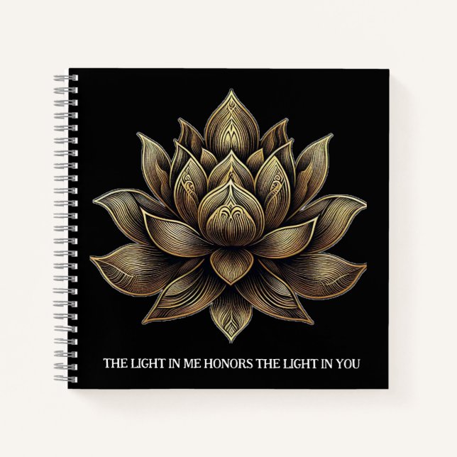 Elegante Golden Lotus Blume Das Licht in mir ... Notizbuch (Vorderseite)