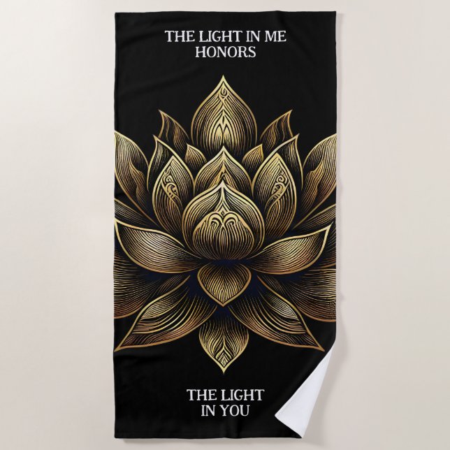 Elegante Golden Lotus Blume Das Licht in mir ... Strandtuch (Vorderseite)