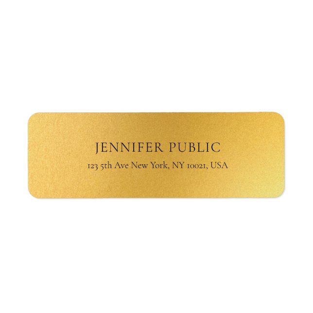 Elegante Golden Modern Glamour Gold Rücksendeadres (Vorne)