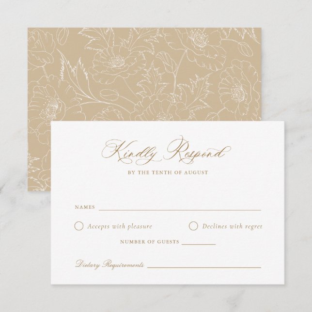Elegante Golden Modern Script Wedding RSVP Card Einladung (Vorne/Hinten)