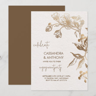 Elegante Golden Orchid Engagement Party Einladung