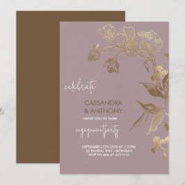 Elegante Golden Orchid Engagement Party Einladung