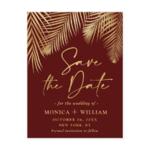 Elegante Golden Palm Branch Wedding Save the Date