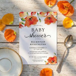Elegante Golden Poppy Baby Dusche Einladung